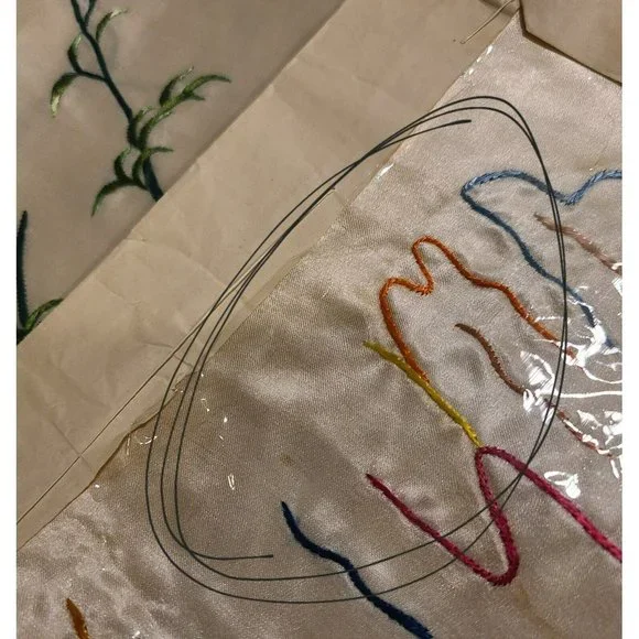 Vintage Silk Embroidered Asian Bird Duck Peacock Art Picture. Set of 2 - Picture 3 of 12